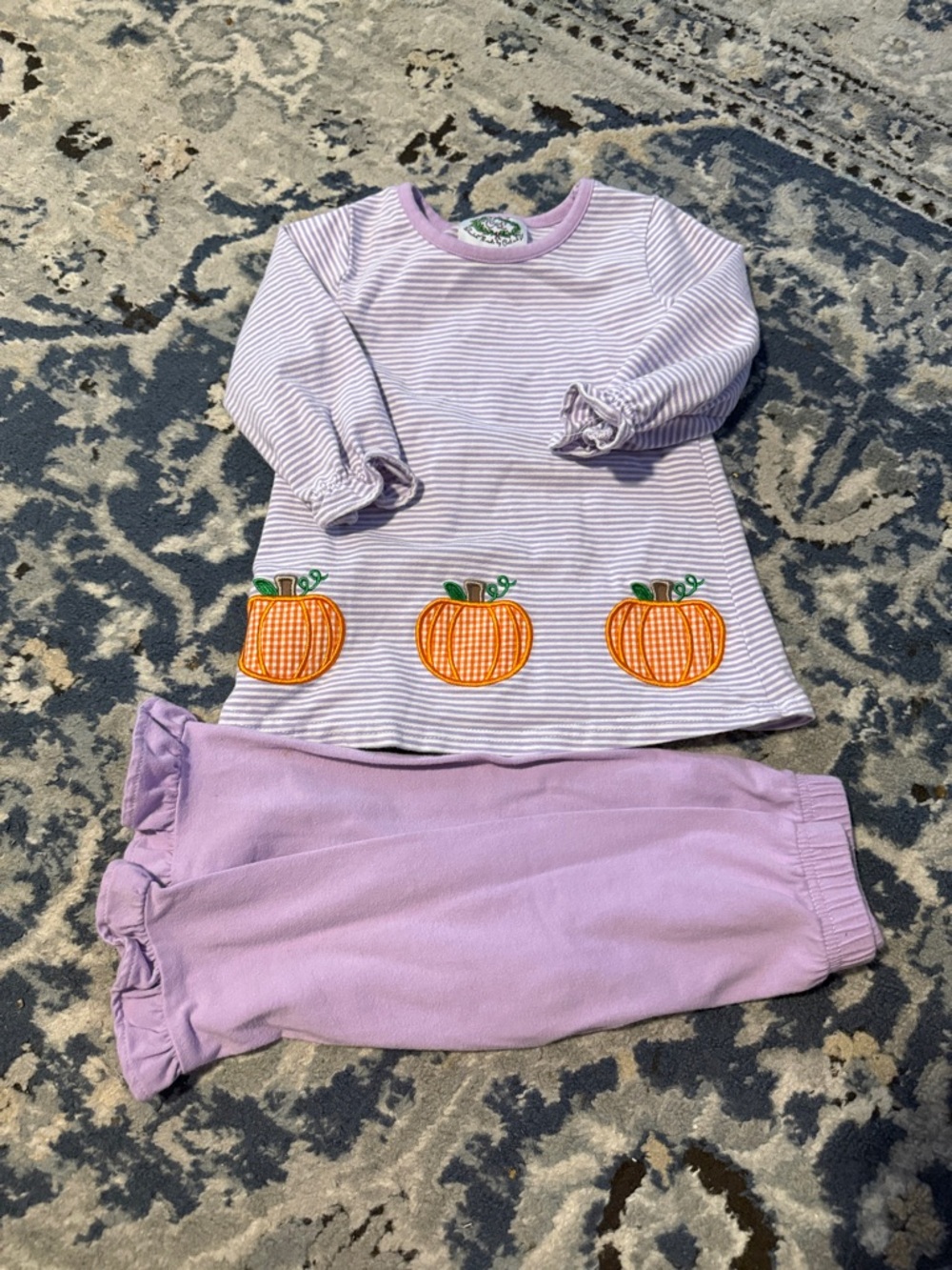 Girls' Lavender Pumpkin Appliqué Matching Set - Brand